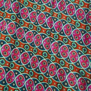 Natural Life Live Happy Wide Leg  Womens Large Teal Pink Repeating Pattern Pants